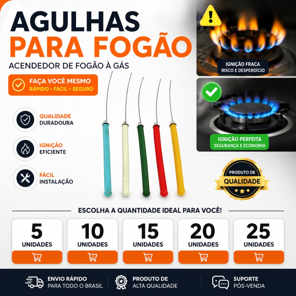 Agulha Desentupidora Multiuso Fogão Chuveiro Bicos Pulverizador Limpeza Precisão Kit 5 10 15 20 25 Un