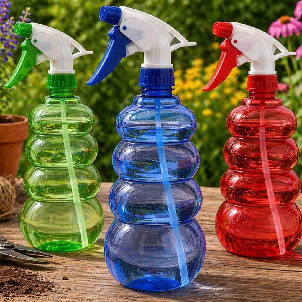 Kit 3 Borrifador Pulverizador 500ml com Válvula Gatilho Spray Ajustável Jardinagem Salão de Beleza Barbeiro