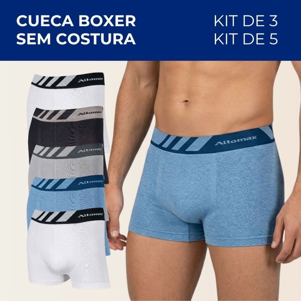 Kit Cueca Boxer Sem Costura Respirável Kit Sortidas Adulto Masculino