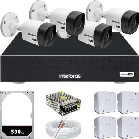 Kit 4 Câmeras de segurança Intelbras 20 Mts Dvr Intelbras Com Hd Completo cftv