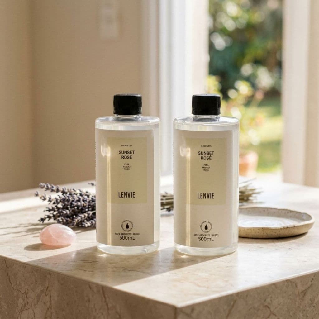 Refil Sabonete Líquido Lenvie Sunset Rosé 500ml Kit 2 | Fragrância Premium