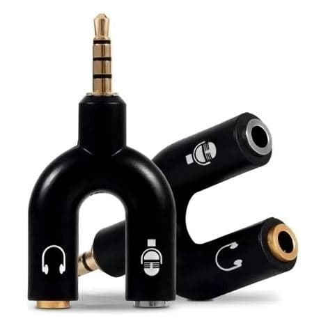 Adaptador Y P2 para P3 Splitter Áudio e Microfone 3.5mm | Divisor de Som para Fone de Ouvido e Headset