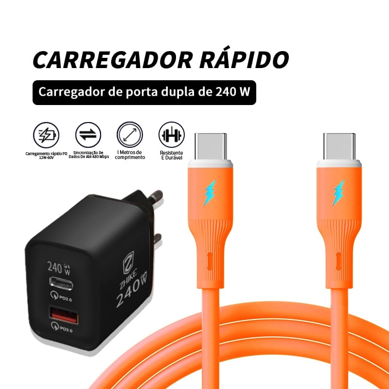 Cabo Carregador Celular Carregamento Rápido Tipo C Para Tipo C iP GaN Adaptador Silicone 1,0M Ultramacio Cabo
