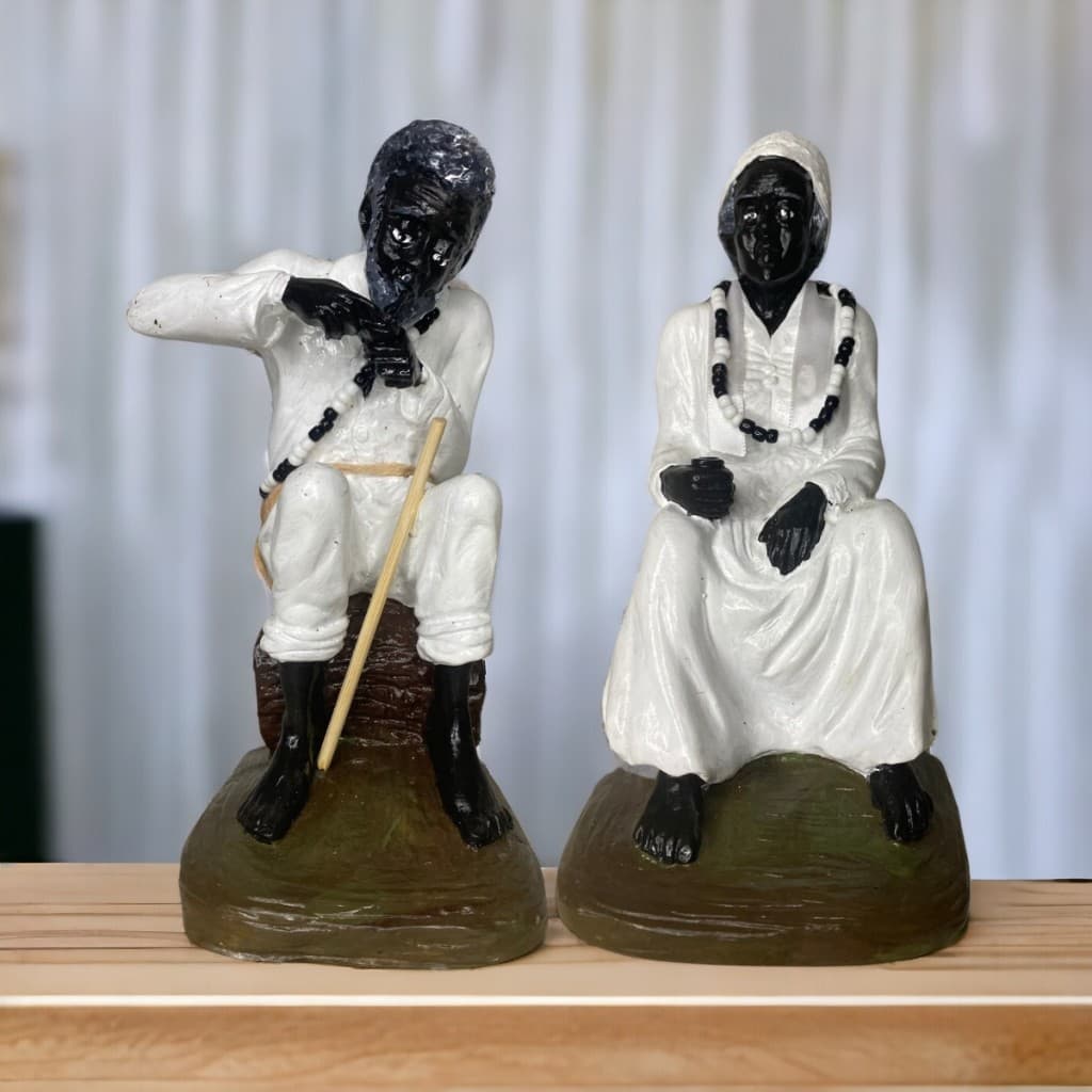 Kit Casal de Pretos Velhos - Preto velho Preta velha - Imagem 22cm - Vovô Vovó