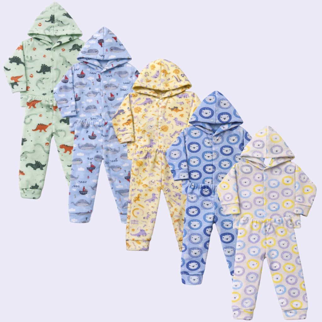 Kit 10 Peças de Roupa Inverno Infantil e Bebê Soft Menino e Menina (5 Conjuntos)