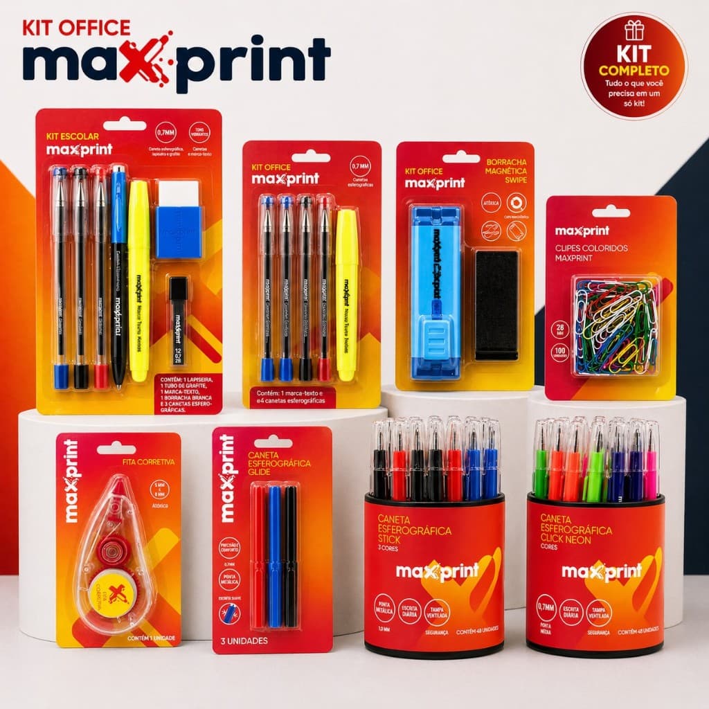 Kit Office Escolar Completo Maxprint Papelaria Premium Para Escola e Escritório