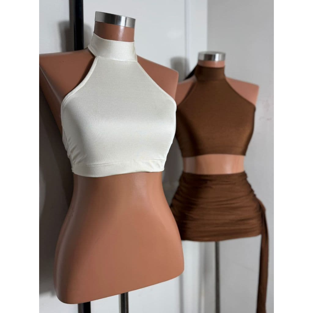 Cropped Íris em poliamida Acetinada com regulagem nas costas