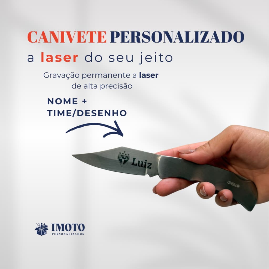 Canivete Aço Inoxidável personalizado a Laser Presente Pai Time ou logo empresa dia dos pais