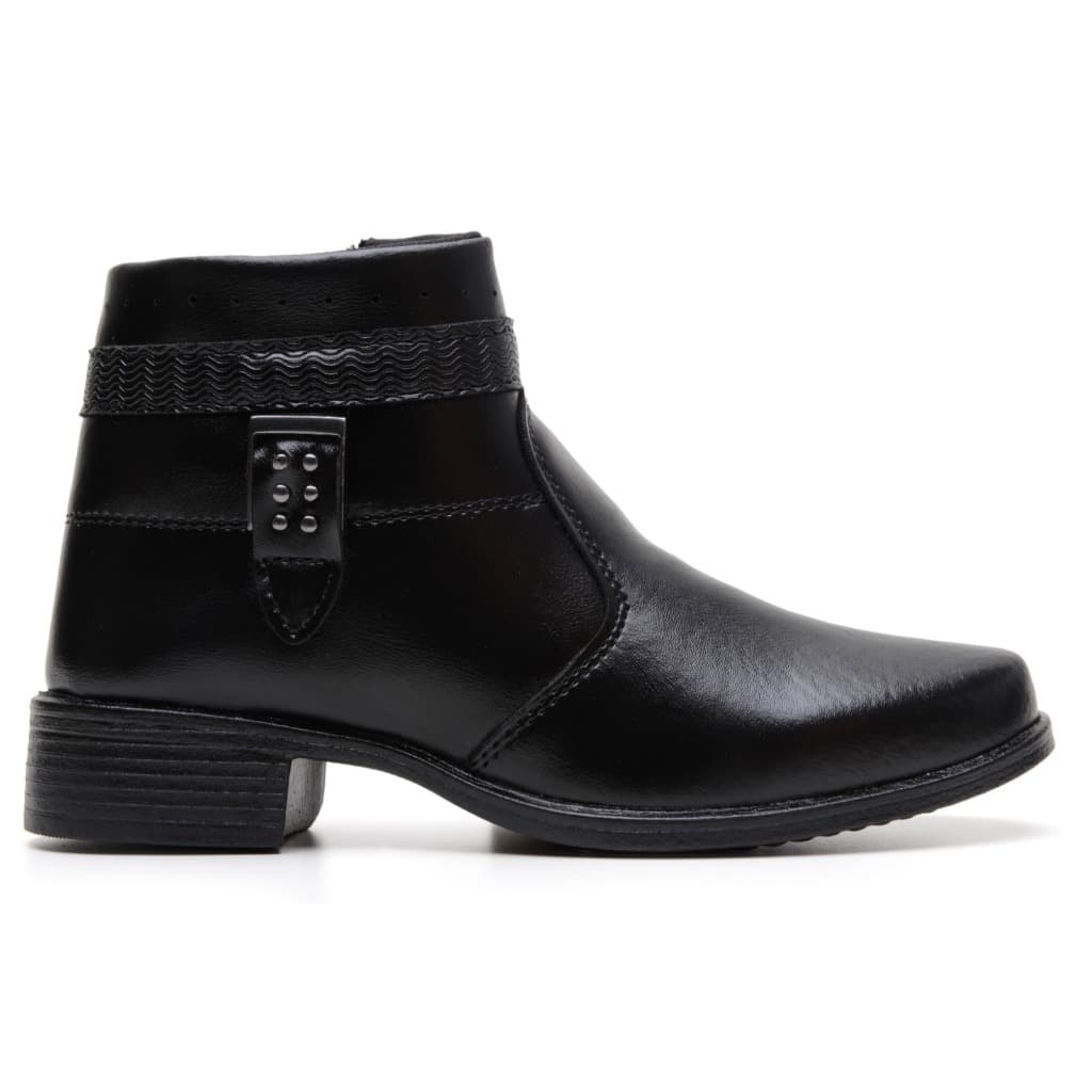 Bota Feminina Cano Curto em Couro Sintético Preto – Elegância, Conforto e Estilo Moderno