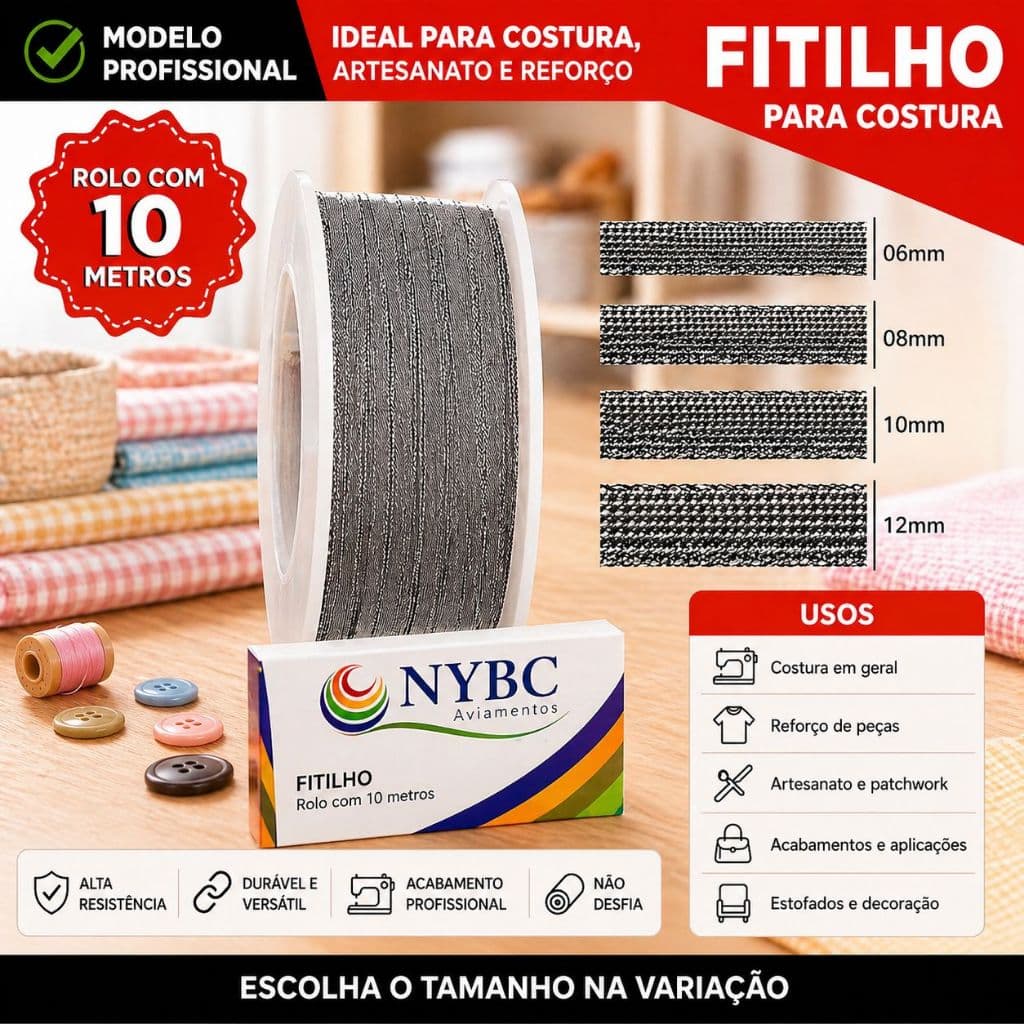 Fio Metalizado Fitilho Colorido 50 Metros para Embalagens e Artesanato Material Resistente - MN