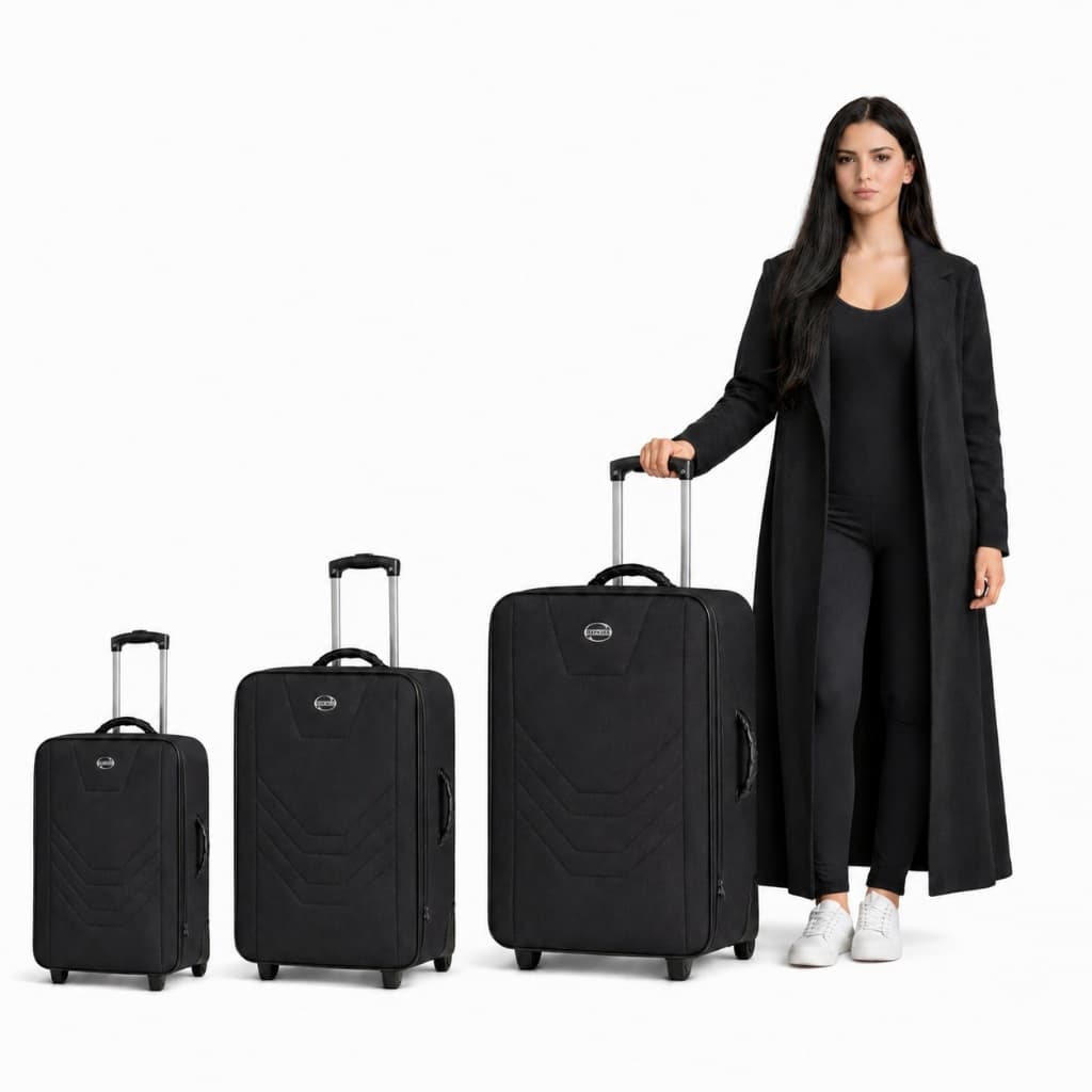 Conjunto 3 Malas Village de Viagem Grande Média e Pequena Tecido Promoção