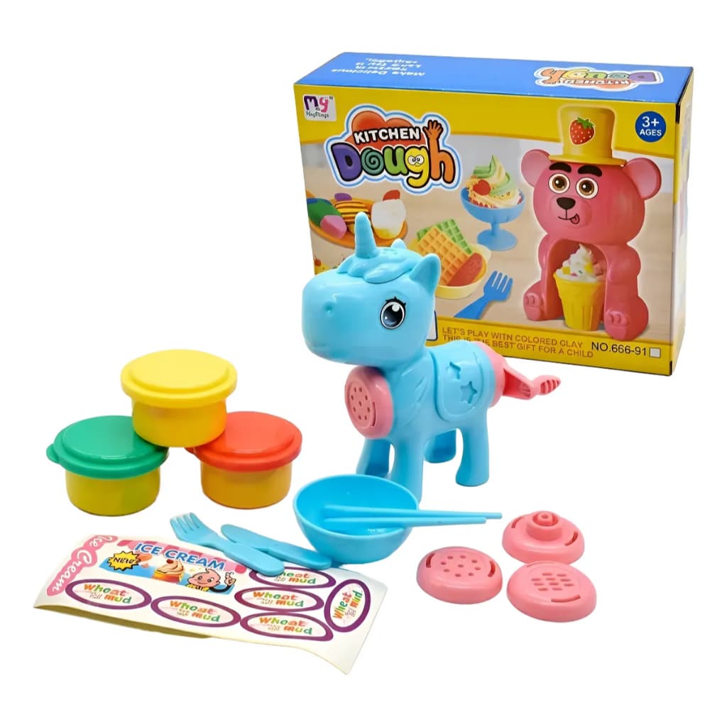 Kit Massa de Modelar Brinquedo de Unicórnio Infantil Criativo Colorido Menina Diversão Presente