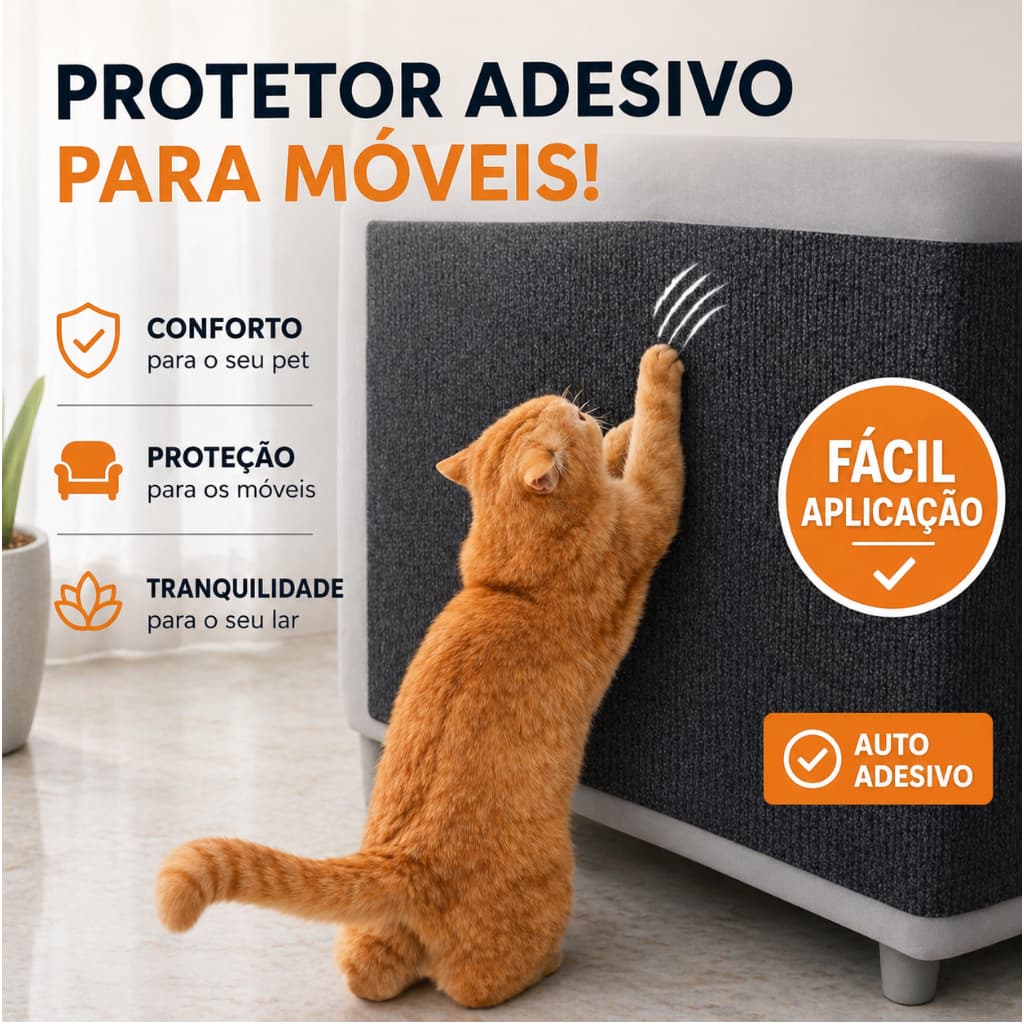 Arranhador Adesivo para Gatos 30x60cm Protetor de Sofá Cama e Móveis Carpete Premium
