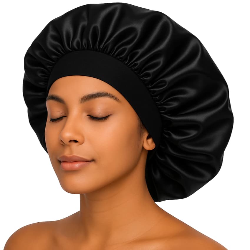 Touca de Cetim Profissional com Faixa Larga – Conserva Penteado e Reduz Quebra