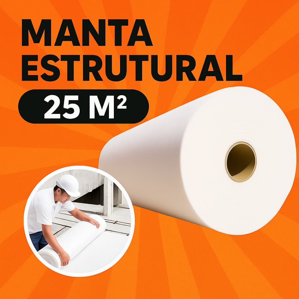 Manta Estrutural 25 M² para Impermeabilização Telhado Lajes Pisos Telhas