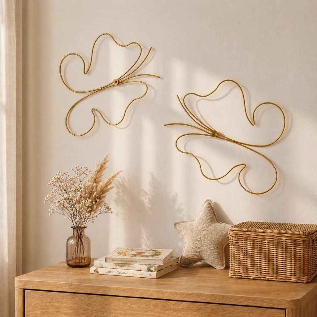 Kit 2 Borboletas Aéreas Para Decoração Mesa Quarto Festas E Bexigas Enfeites Jardim Dourada Top Luxo