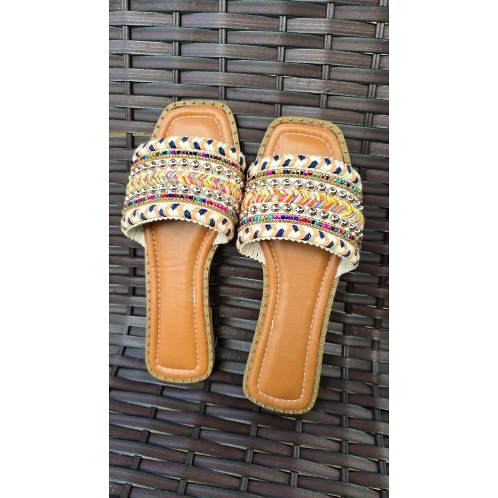 Rasteirinha Feminina Sandália Rasteira Boho Chic Indiana Casual Dia a Dia Confortável Leve Macia Antiderrapante