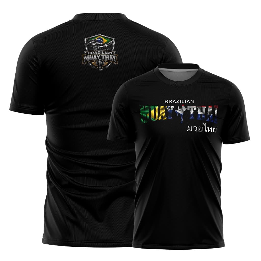 Camiseta Muay Thai Brasil Fighter Dry Fit Academia Esportiva Malha Leve Secagem Rápida
