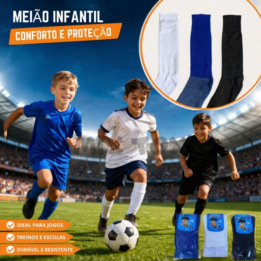 Meião De Futebol  Esportivo Infantil e Juvenil Longo 25 ao 36 Esporte