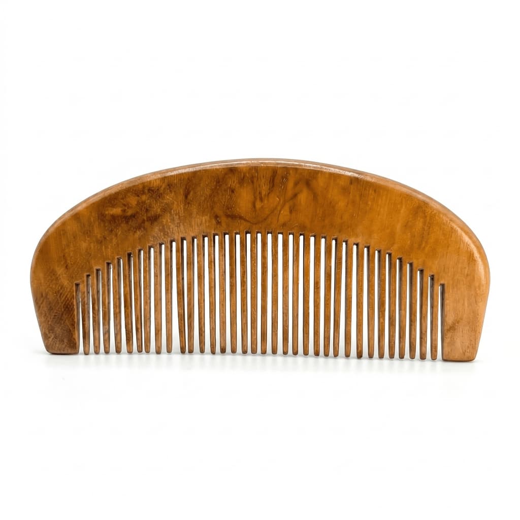 Pente de Madeira Meia Lua para Barba Anti Frizz Uso Diário