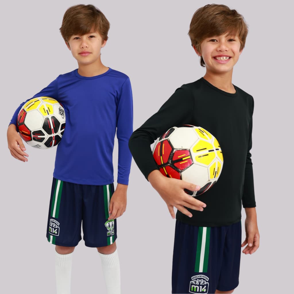 Camiseta Térmica Infantil UV50+ Roupa Esportiva com Proteção Solar para Futebol Juvenil Segunda Pele