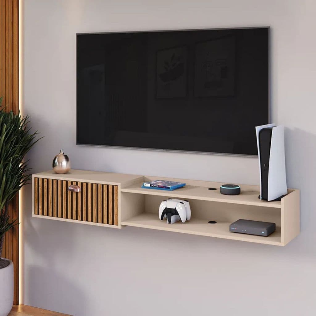 Rack Suspenso Com Porta Supremo King com Porta e Nicho Design Moderno para TV 180/150/120/90 cm