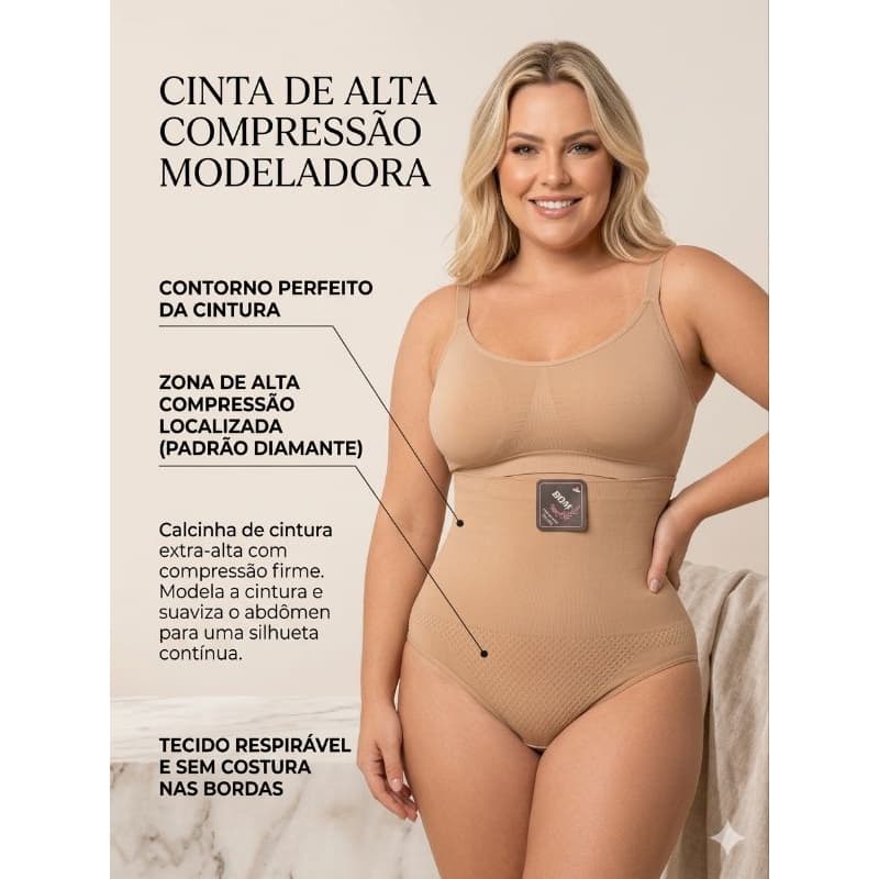 Calcinha Cinta Modeladora Seca Barriga Alta Compreensão Cós Alto Não Enrola