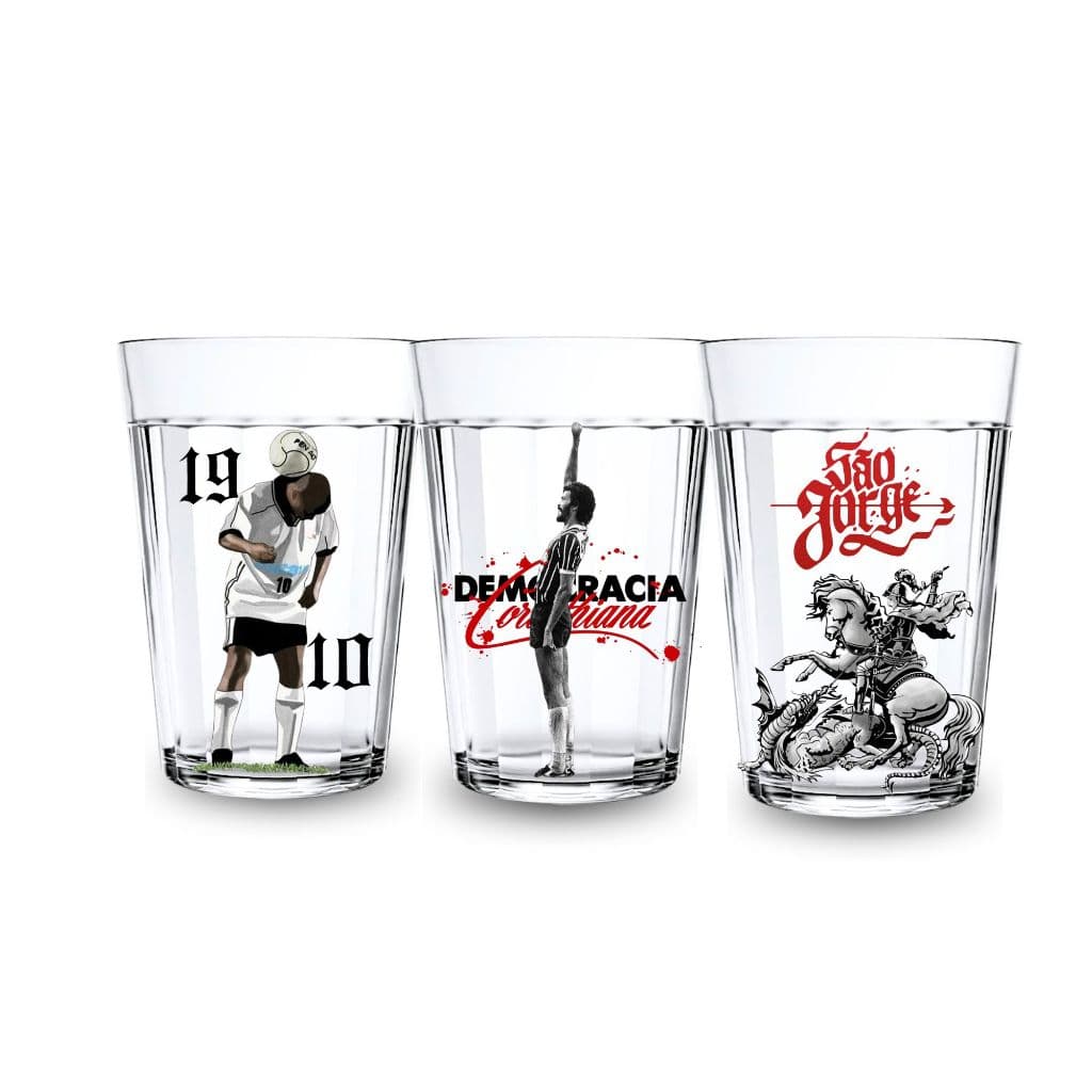 Kit 3 Copos Americanos Estampados Timão Futebol Gaviões 190ml