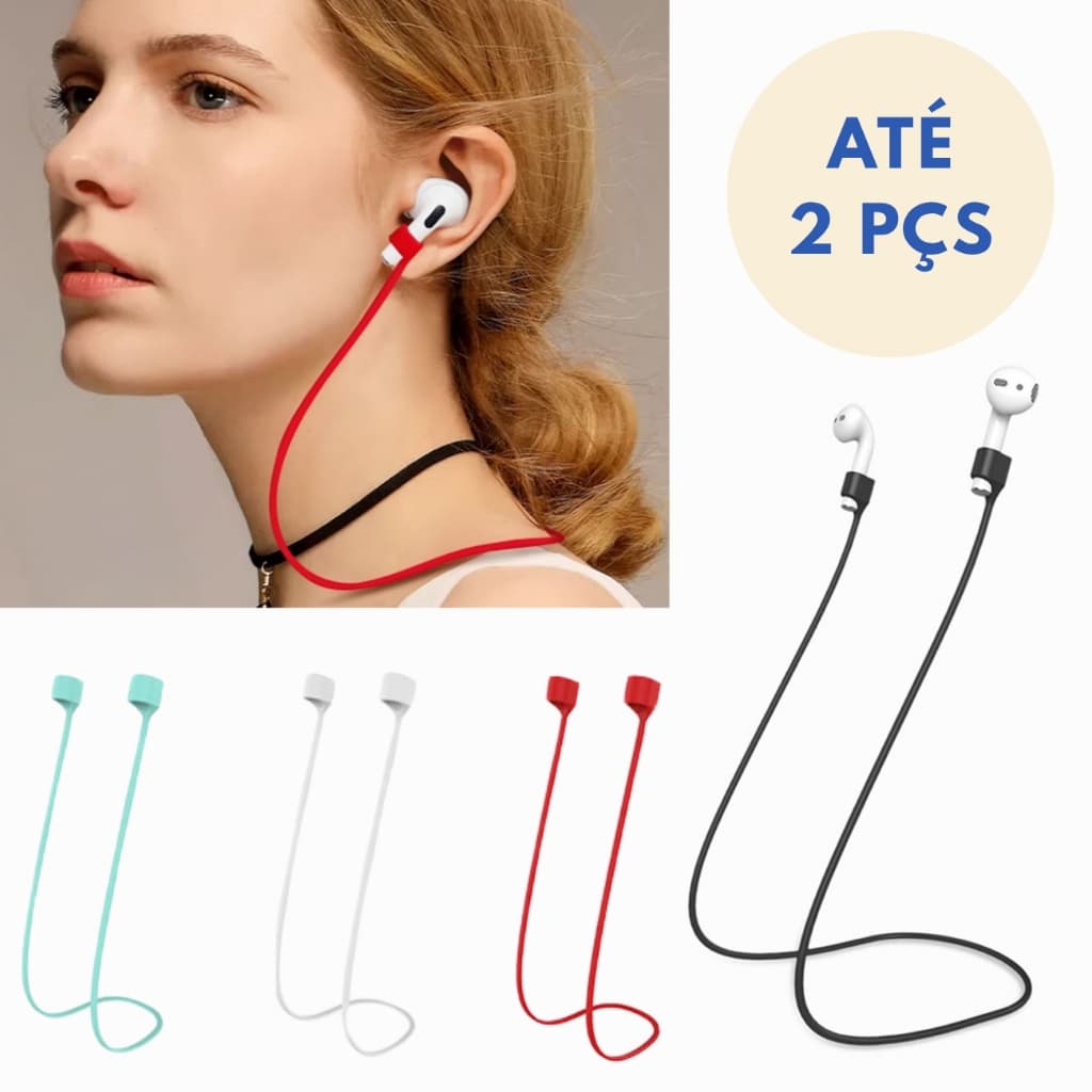 Cordão Anti Queda Para Fone Bluetooth Silicone AirPods Segurança Esportivo Universal