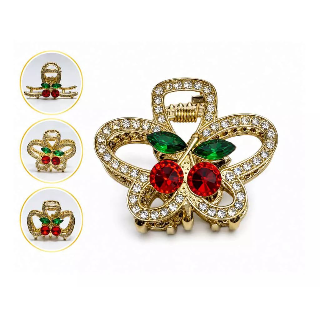 1Pc/12Pcs Mini Piranha Dourada Cereja com Strass Brilho Modelos Variados