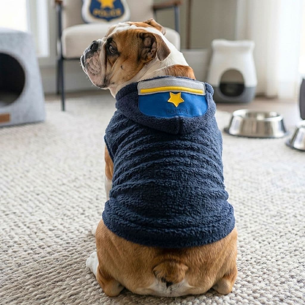 Fantasia Pet Policial para Cachorro e Gato | Roupa Pet Fleece com Capuz