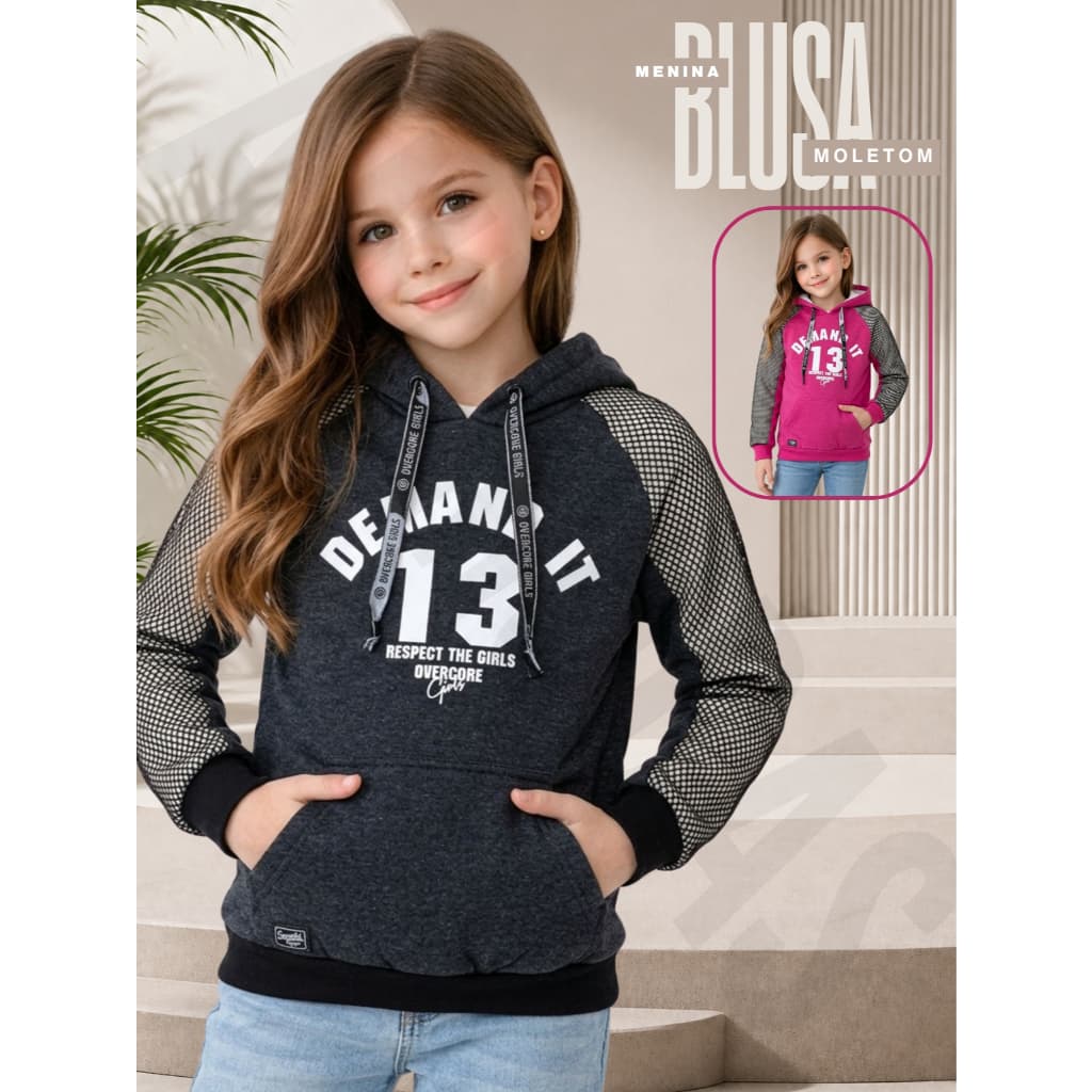 Moletom Infantil Menina Fechado Peluciado Inverno Roupa Frio Feminino Conforto Macio