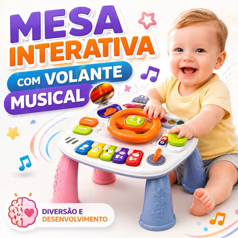 Mesa Atividades Volante Bebê Musical Educativa Brinquedo Interativo p Berço Chão e Viagem Mochila Portátil Didática