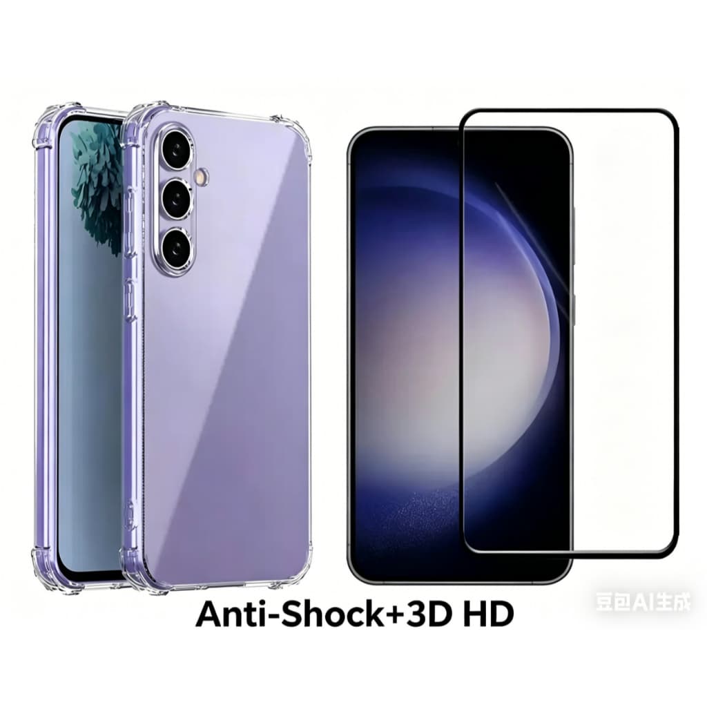 Kit Película 3D HD + Capa Anti-Shock Compatível Samsung S20 Fe S21 S22 S23 S24 Plus | Proteção Tela Anti-Arranhão Anti