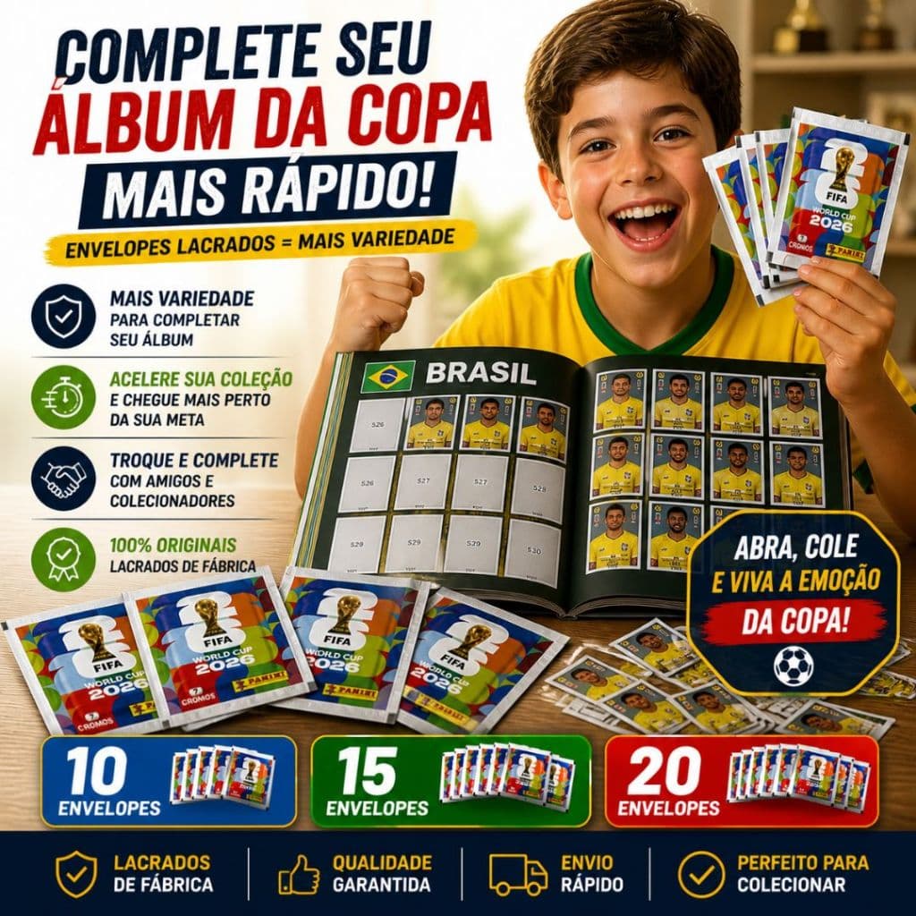 Figurinhas copa do mundo kit com 5 / 10 /15 /20  unidades futebol Brasil Panini Original