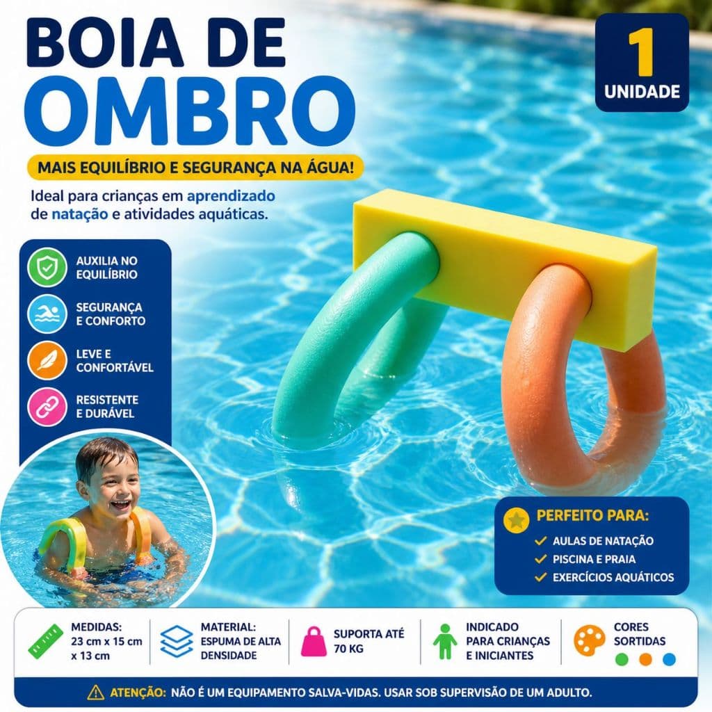 Kit 2 Boias Ombro Braço Infantil Flutuador Piscina Seguro e Resistente