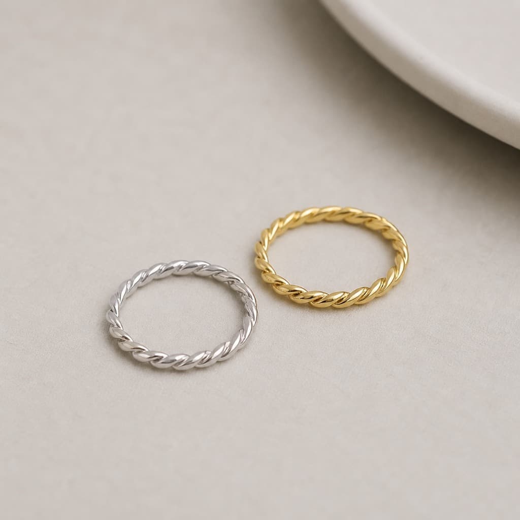 Anel Falange Trançado Semi Joia - Banhado Ouro 18K e Prata 925 | Alta Qualidade Delicado + BRINDE EXCLUSIVO