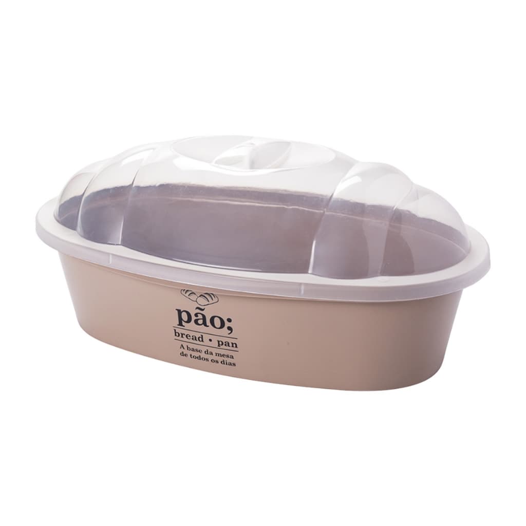Porta Pão de Plástico Cesto Linha Café da Manhã Retrô com Tampa Transparente Capacidade 3,15L