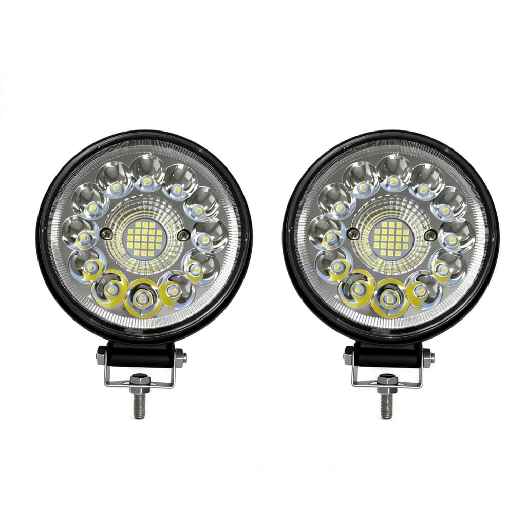 Kit 2 Farol Led Redondo Milha 99w 33 Leds Carro Jeep 12v24v
