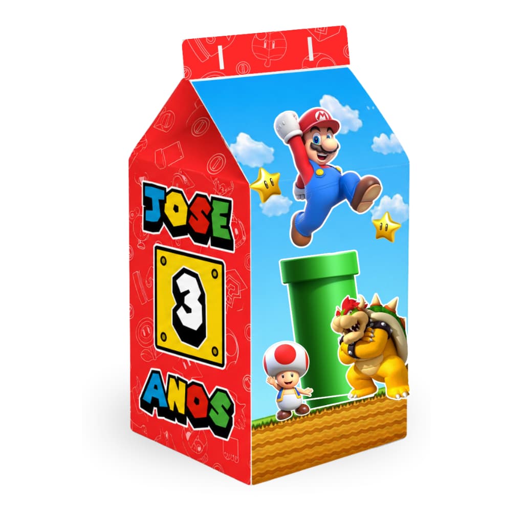 Envio Imediato Kit Lembrancinhas Caixa Milk Personalizada Para Festa Tema Super Mario