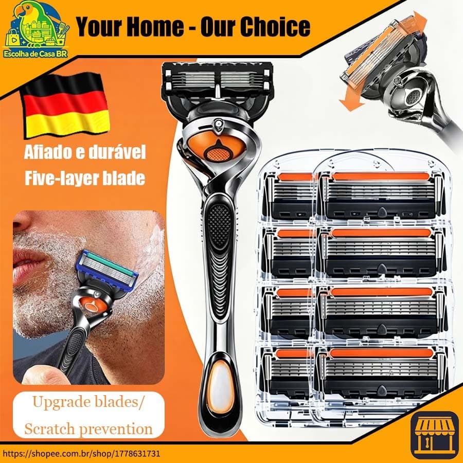Barbeador Original German Imported 5 Layers Razor for Men, Manual navalha de barbear gilete navalha