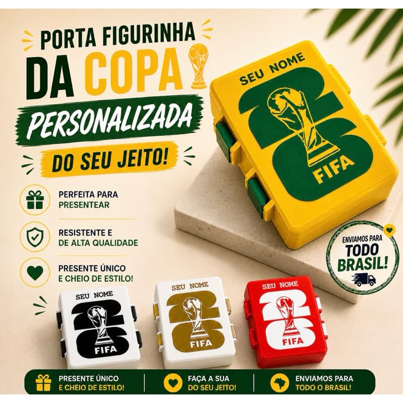 Caixa Para Figurinha Copa Do Mundo Personalizada Com Nome Guardar Figurinha
