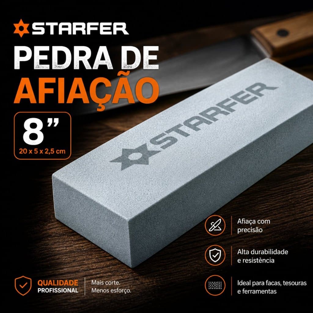 Pedra de Afiar Starfer 8" Profissional Amolador Facas Tesouras Ferramentas