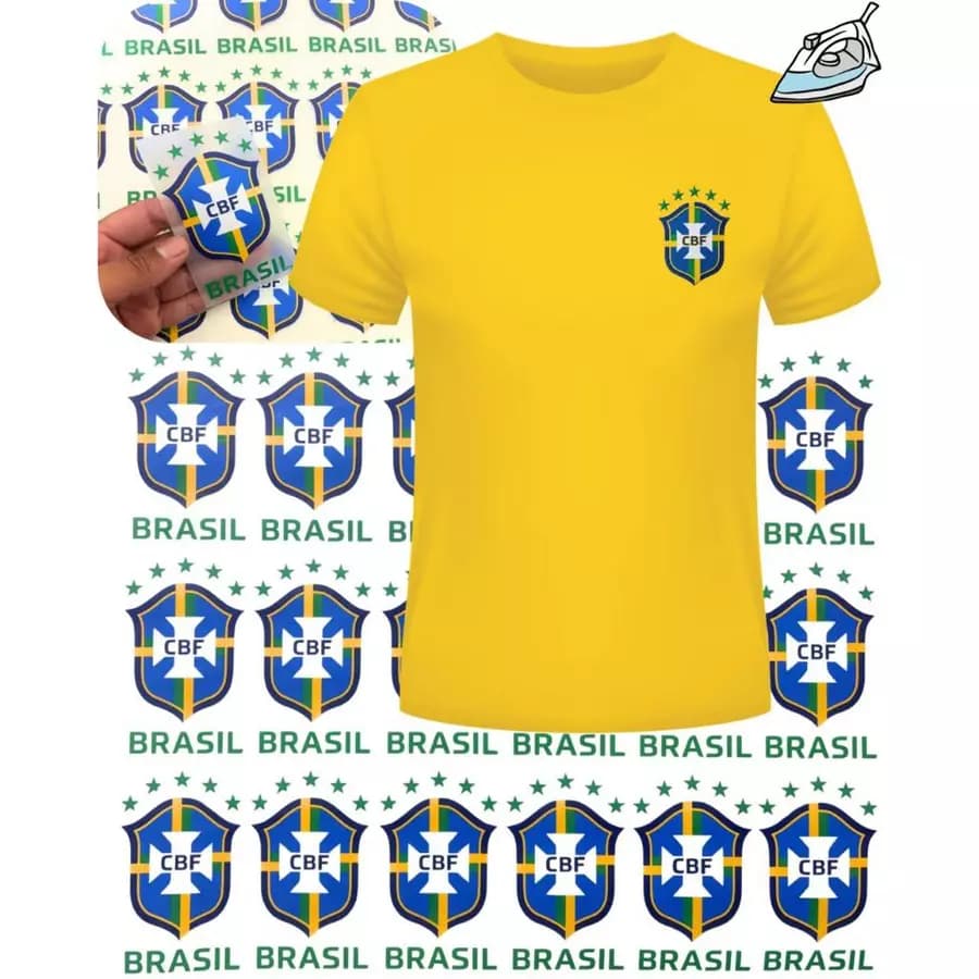 DTF Têxtil Copa do Mundo Brasil Faça Você Mesma para Camisetas Revenda e Lucre Fácil com Ferro