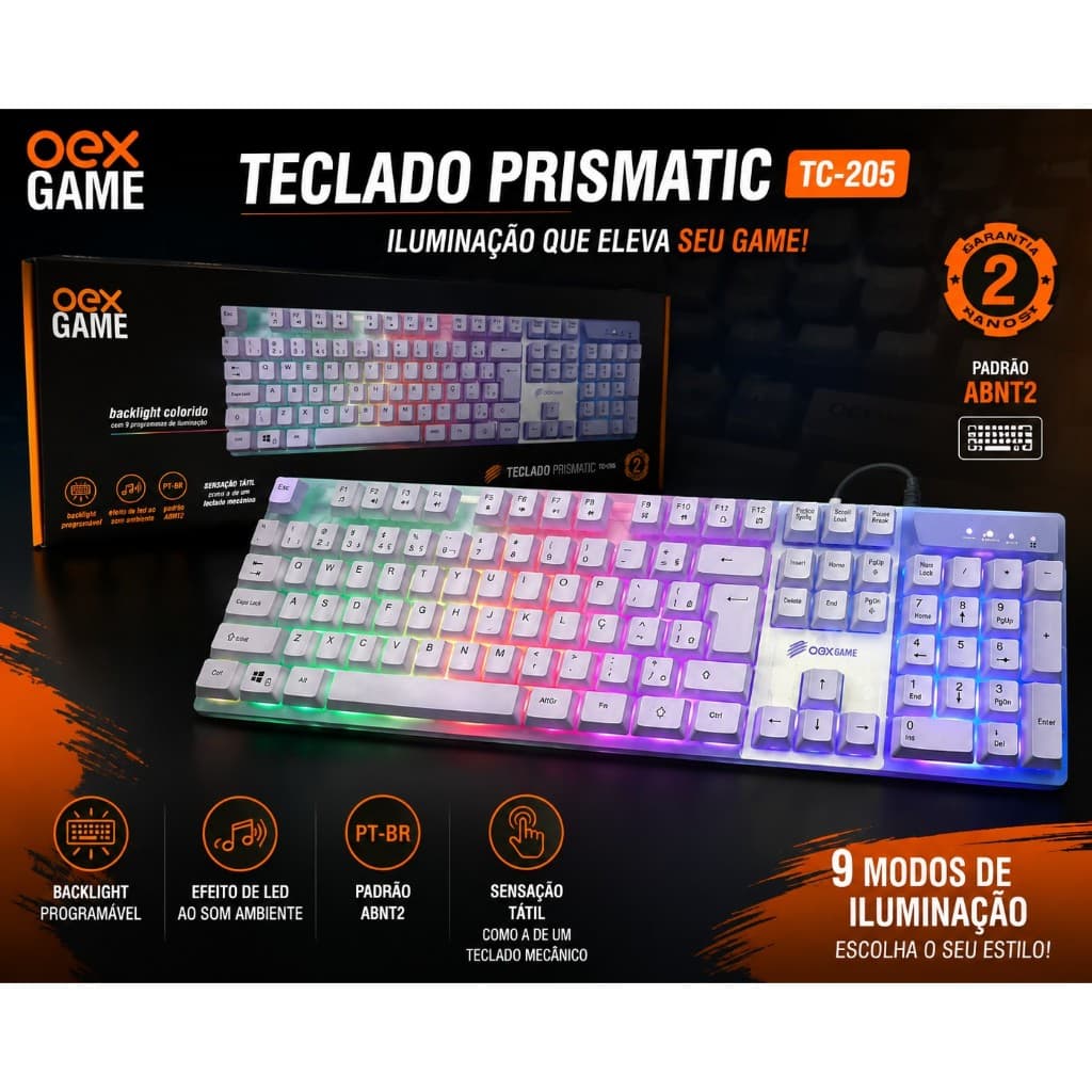 Teclado Oex Tc205 Prismatic Usb Com Led
