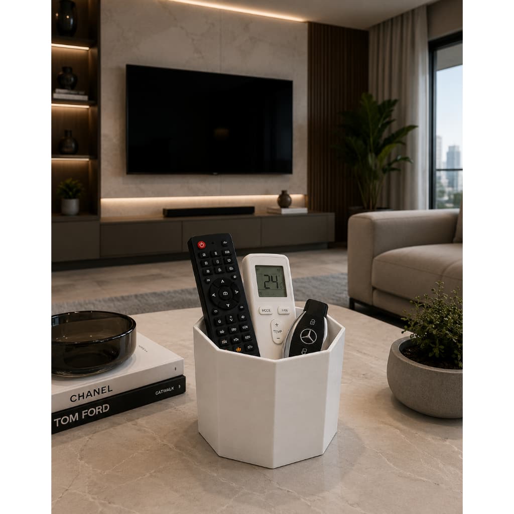 Suporte Controle Remoto Mesa Rack Sofá Organizado 2 Compartimentos Moderno Sofisticado