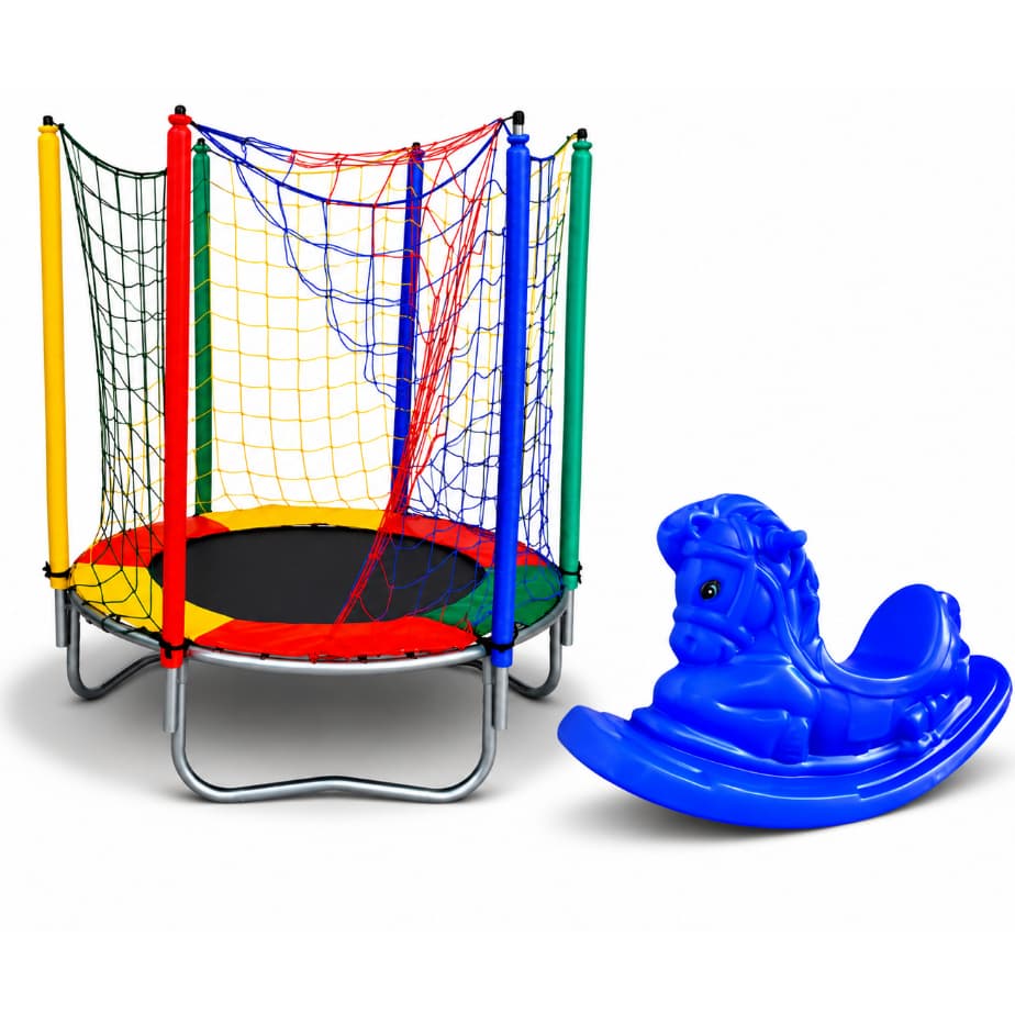 Cama Elástica Infantil Pula Pula Trampolim 1,40m Nacional Premium + Gangorra 1 Lugar - Brinquedo Infantil Premium