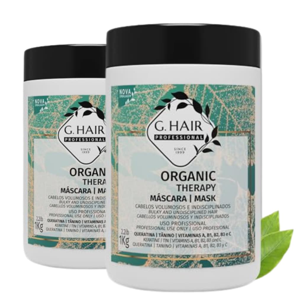 Máscara Btox G.Hair Organic Therapy 1kg Redutor de Volume Anti-Frizz Sem Formol Queratina Tanino Hidratação Profissional