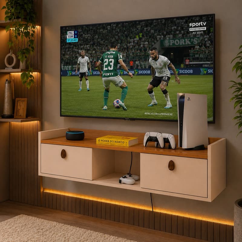 Rack Suspenso Vegas 90cm – Compacto, Moderno e Ideal para sua TV até 32