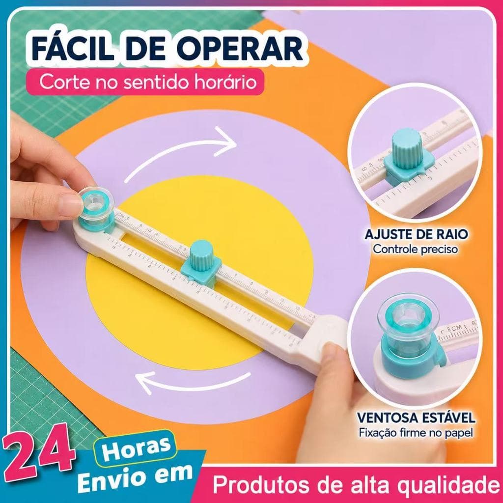 Cortador Circulo 2 a 20cm diâmetro Guilhotina Refiladora Circular 360º